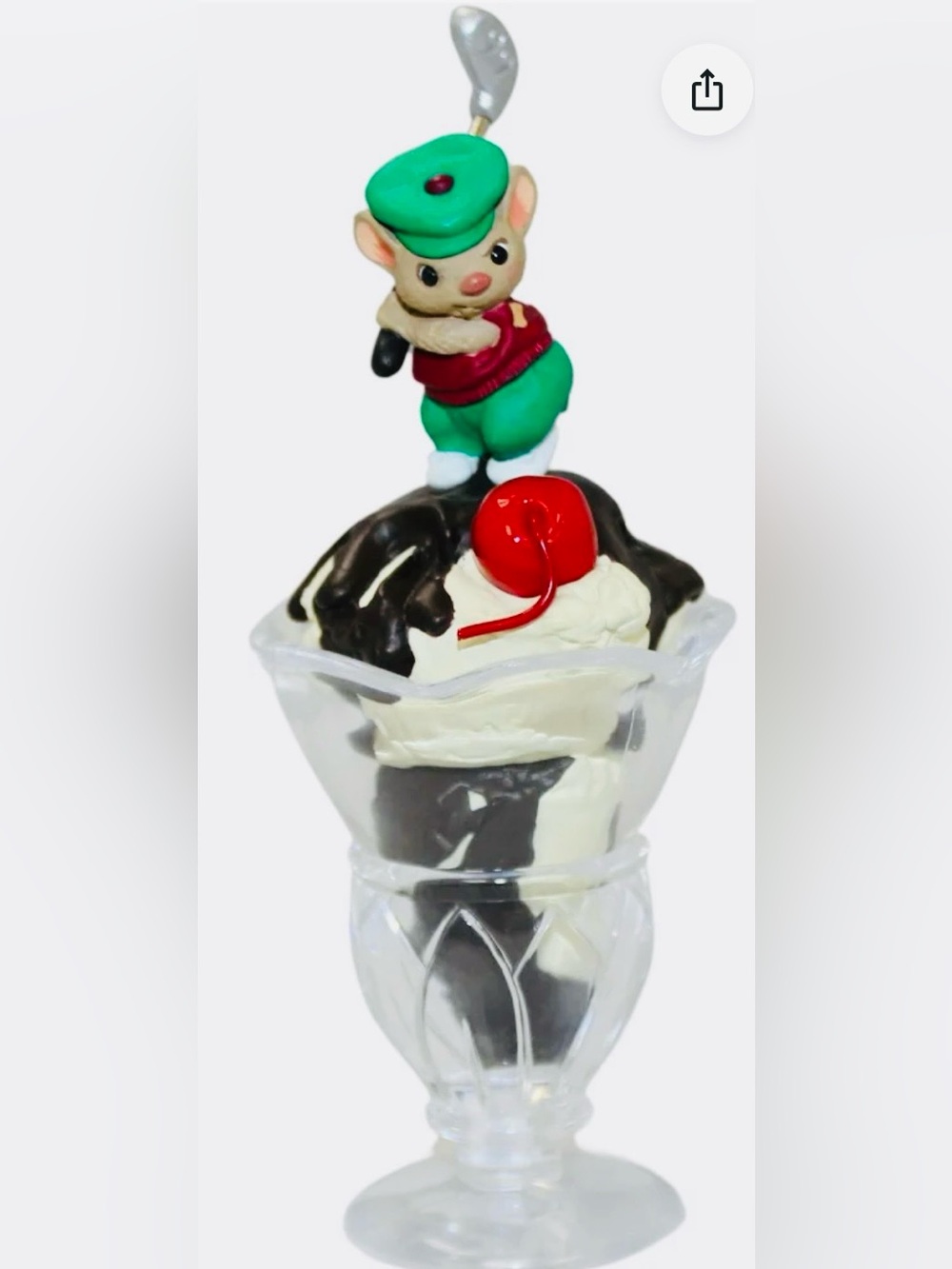 Saundae Golfer Novelty Ice Cream Sundae Cake Topper with Red Cherry Accent